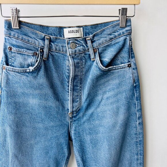 Agolde Riley Highrise crop distressed jeans, blue, size 26 N58 - Picture 4 of 12